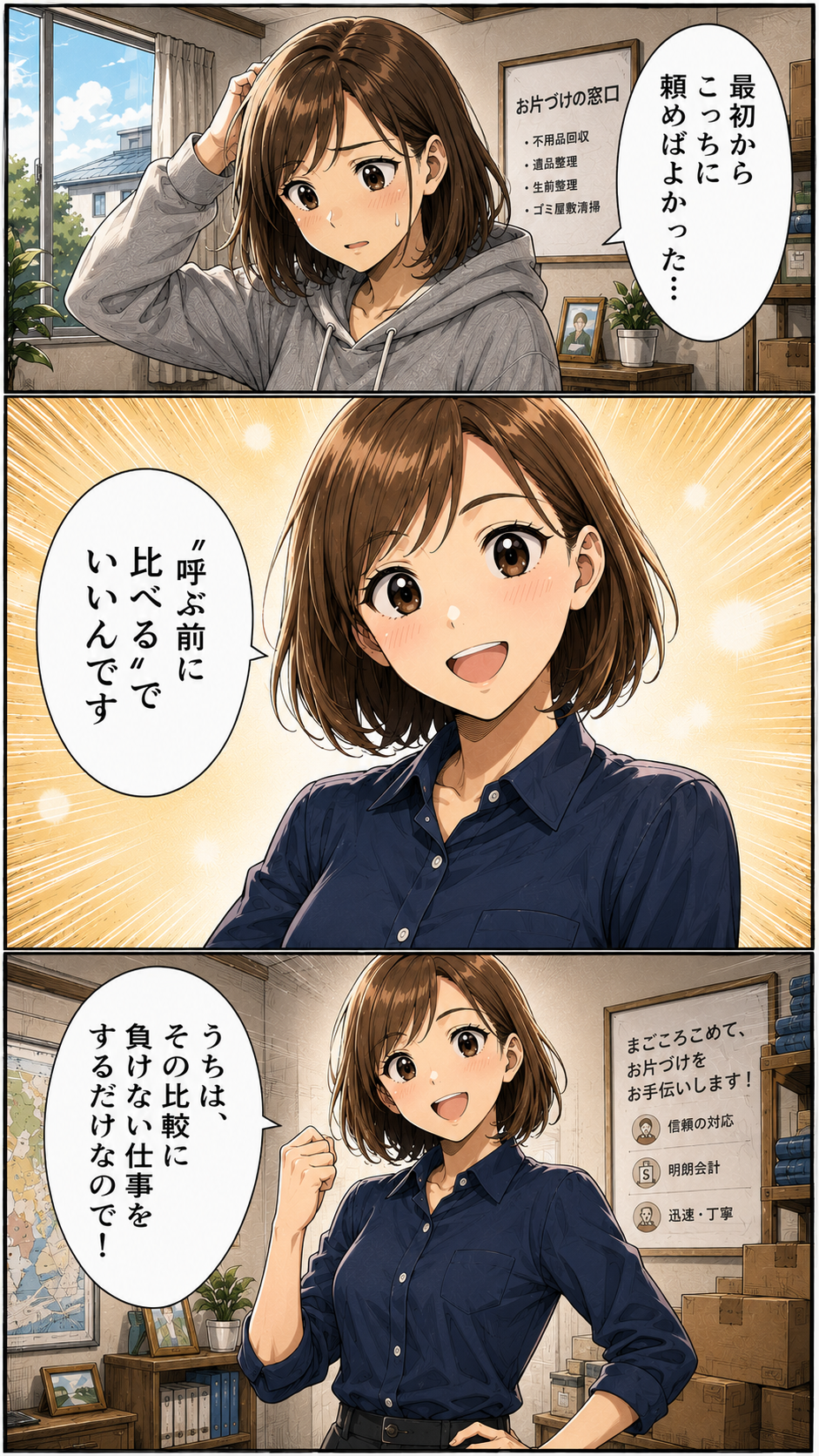 第1話 20ページ目｜「最初からこっちに頼めばよかった…」「“呼ぶ前に比べる”でいいんです」「うちは、その比較に負けない仕事をするだけなので！」