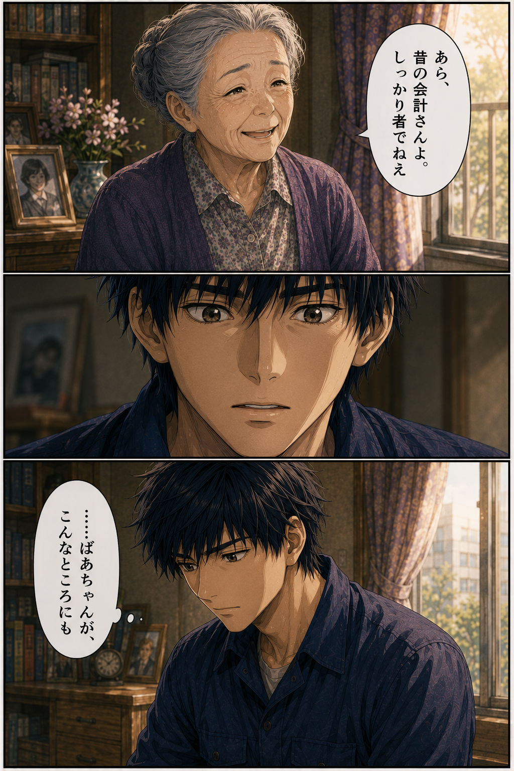 第2話 22ページ目｜老女は続ける。「あなたたちの会社、昔うちの互助会でお世話になった灰谷さんとこと、同じ匂いがするわねえ」。カイ「……灰谷を、知ってるんですか」